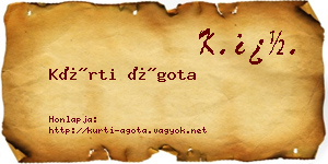 Kürti Ágota névjegykártya